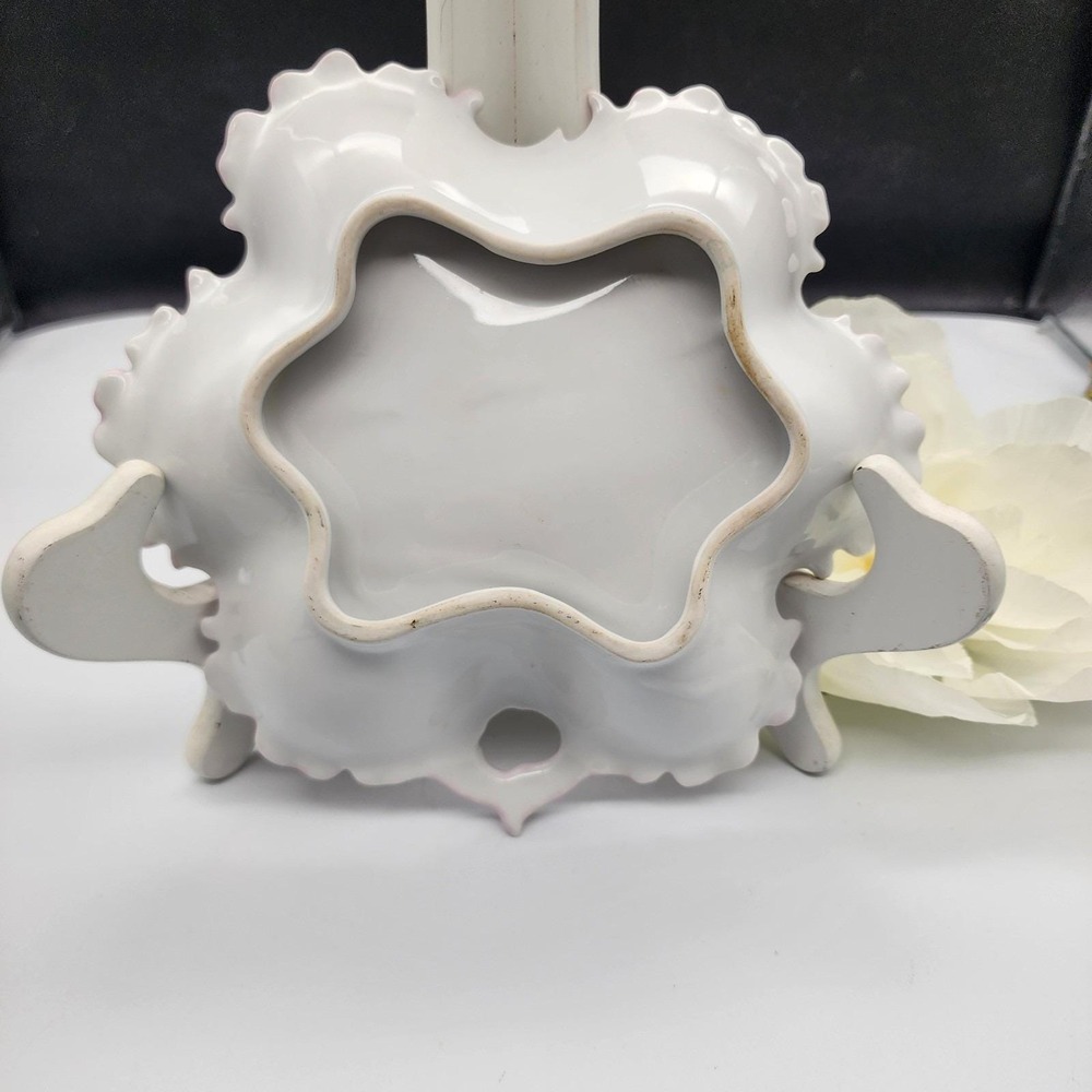 Beautiful Porcelain Hand Painted Victorian Roses Flowers Nappy Dish Pink Signed - Picture 5 of 11